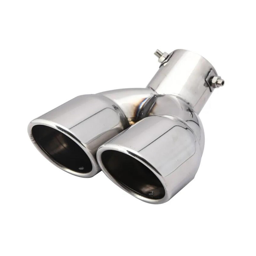 Car Exhaust Muffler Pipe Universal Round Stainless Steel Tail Exhaust Tip 76Mm Chrome Bend Silver 9339159116920
