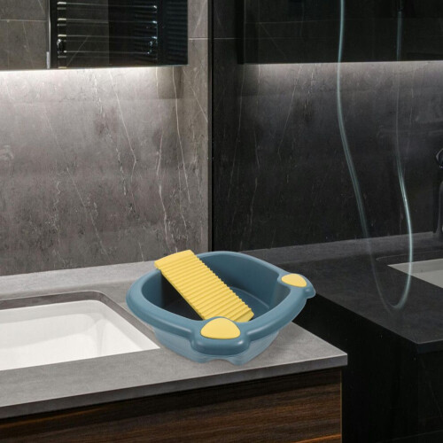 Multifunctional laundry tub with clothesline, small bin for 2