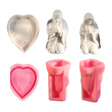 Pack of 3 Heart Shaped Silicone Jewelry Stand Molds for Crafting