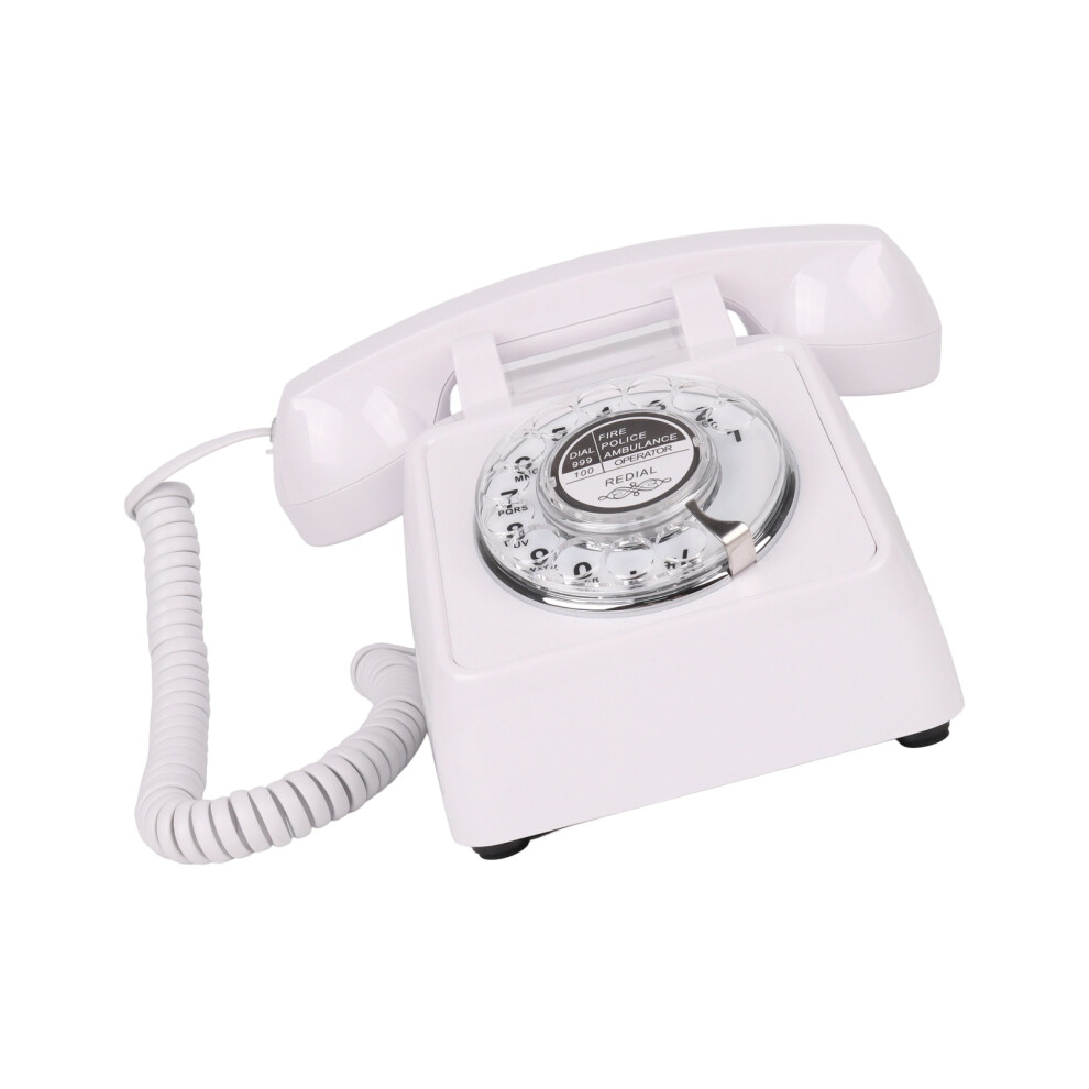 1Set Rotary Wheel Old Telephone Functional Desk Phone- White 7696000266947