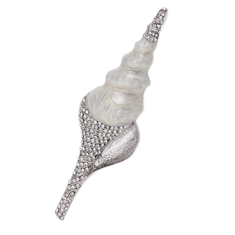 White Vintage Conch Brooch Pin Alloy Rhinestones Accessory