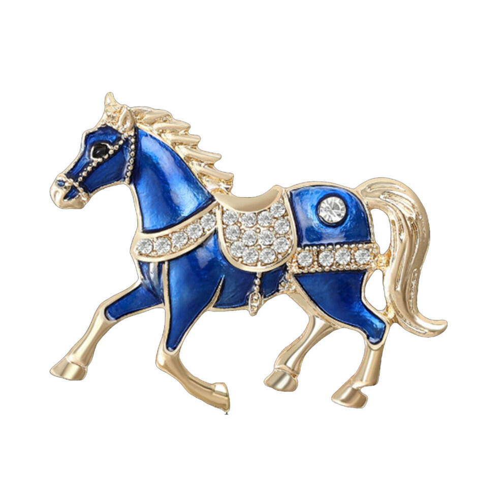 Blue Alloy Chinese Zodiacs Horse Brooch For Fashion Jewelry And