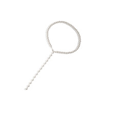 Contemporary Long Beaded Necklace Handmade Neckchain for-Silver
