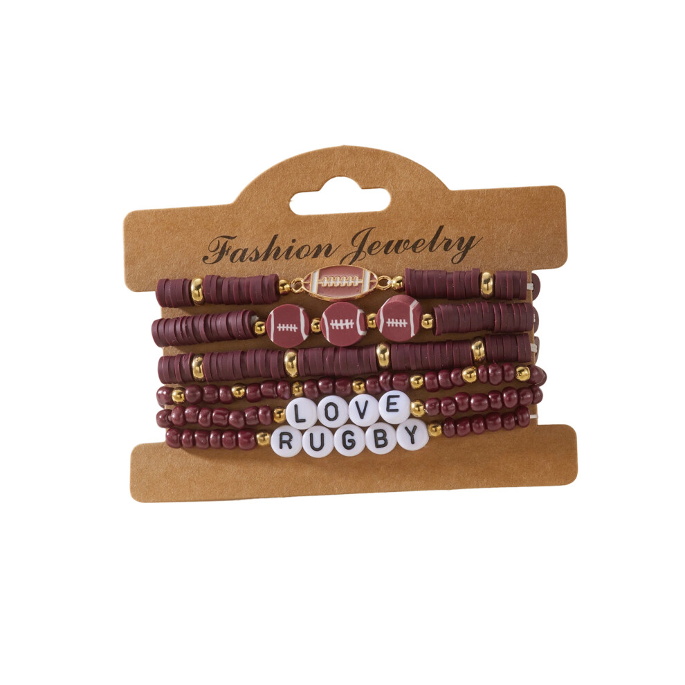 Colorful Alloy Resin Beaded Bracelet Athletic-rugbyI bracelet-image-OPC-PMXPMP6-NEW