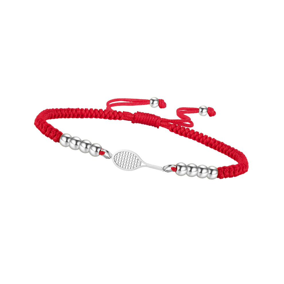 Urban Styles Tennis Racket Charm Bracelet-Steel color red rope-image-OPC-PMXPMQN-NEW