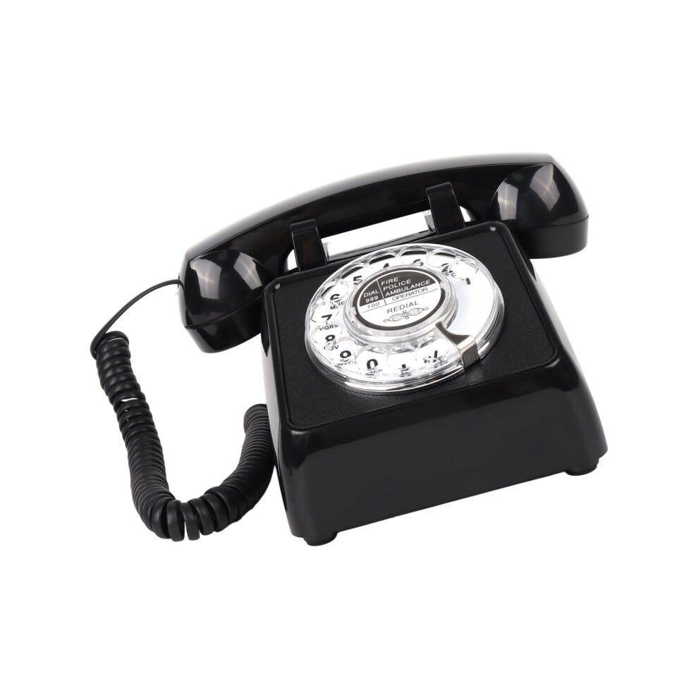 1Set Traditional Rotary Wheel Telephone For Desk- Black 7696000266657