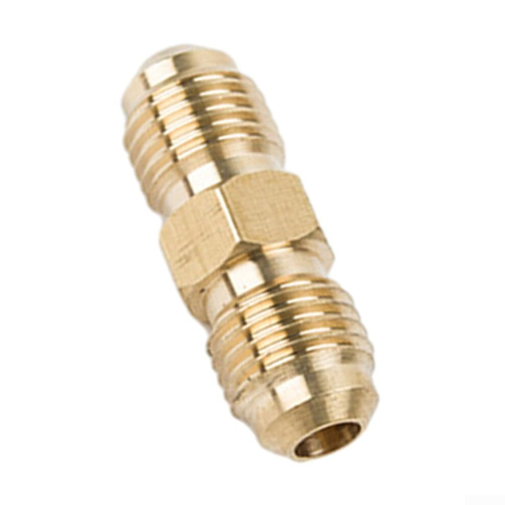 3Pc Gas Hose Connector 1/4 Inch Left-Hand Thread Double Nipple Brass Propane Fitting, Tapered Seal 9339159118337