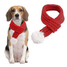 (M)Festive Santa Scarf for Dogs & Cats - Knitted Winter Neck Warmer with Pompom