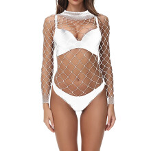 Lace Underwear for Women, Fishnet Lace Lingerie, One Size, Red and White Nightwear, Erotic Stockings