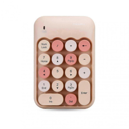 (Milk Tea) Compact 2.4G Wireless 18-Key Keyboard for Space-Saving Use with Laptops and Desktops