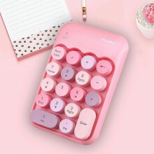(Pink Mix)Compact 2.4G Wireless 18-Key Keyboard for Space-Saving Use with Laptops and Desktops