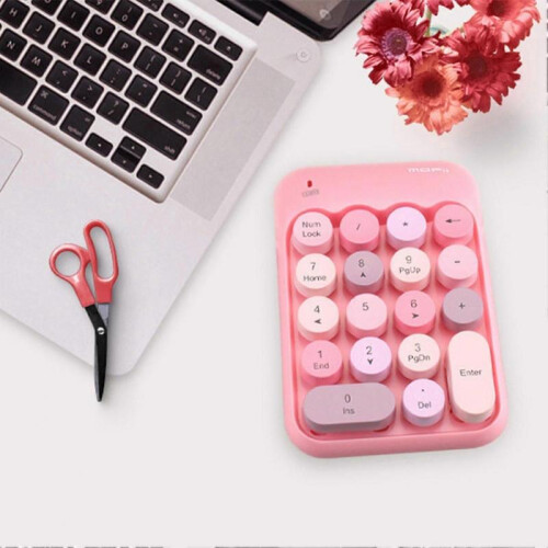 (Milk Tea) Compact 2.4G Wireless 18-Key Keyboard for Space-Saving Use with Laptops and Desktops 2