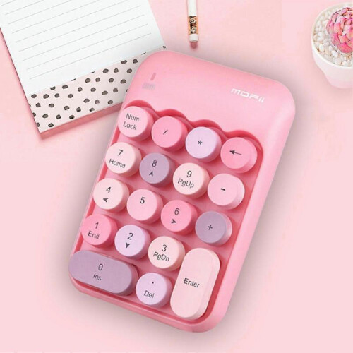 (Pink Mix) Compact 2.4G Wireless 18-Key Keyboard for Space-Saving Use with Laptops and Desktops 1