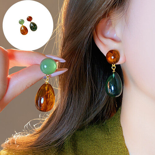 Asymmetric Drop Earrings Geometric Shape Resin Materials 1