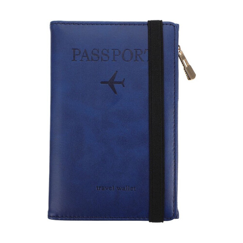 Tarjetero de PU para tarjetas de visita, pasaporte, antipérdida