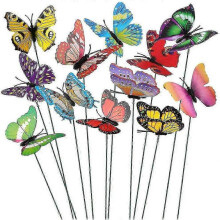 Set of 50 Vibrant 7cm Garden Butterflies on Sticks - Colourful UK Outdoor Decoration
