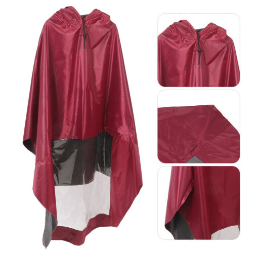 Regnponcho för resor, mörkröd, 1 set 2