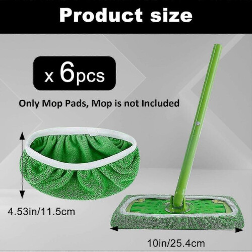 6-Pack Reusable Microfiber Mop Pads for Swiffer Sweeper - Dry and Wet Use 1