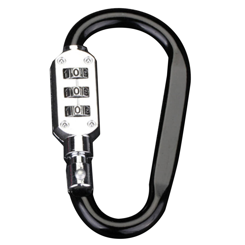 3-Digit Carabiner Lock Outdoor Mountaineering D-Shaped Combination Padlock Luggage Lock Travel Lock Black 9339159120231