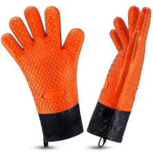 Heat-Resistant Silicone Grilling Gloves - Pair for Safe Cooking & Baking