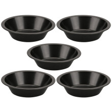 Runde Pizzapfanne, Pizzabackformen, schwarzer Kohlenstoffstahl, 5-teiliges Set