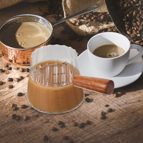 -Set - Espressotasse 180 ml mit Holzgriff und Milchkännchen 2