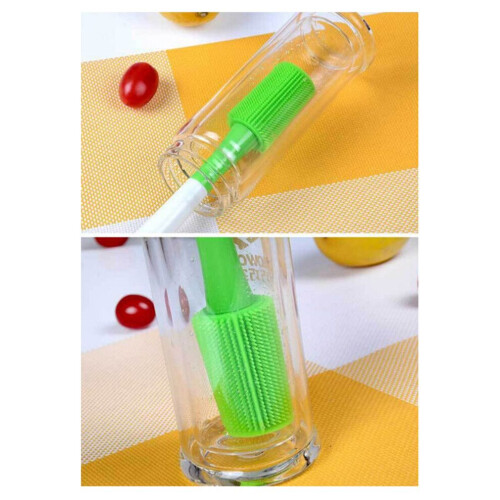 Silikonflaskborste med långt skaft för flaskor och glas (grön) 1