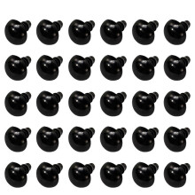 200 paar schroefoogjes, 8 mm, zwart plastic, voor knutselprojecten