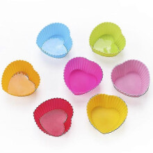 (Heart) 20 Reusable Silicone Cupcake Liners - Non-Stick Baking Muffin Cups in Assorted Colours