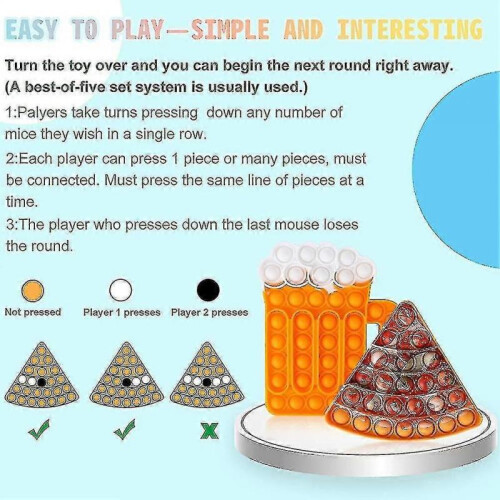 2pcs Push Bubble Pop Fidget Sensory Toy, Autism Special Needs Silicone Stress 1
