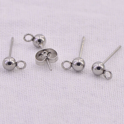 20pcs DIY Earrings with Round Dangle Beads Studs 2