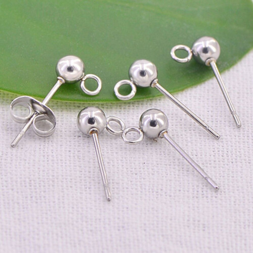 20pcs DIY Earrings with Round Dangle Beads Studs 1