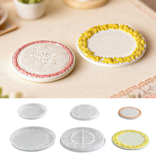 Floral Embossed Circular Silicone Tray Mold For DIY-pattern 2 1