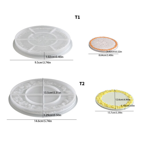 Floral Embossed Circular Silicone Tray Mold For DIY-pattern 2 2