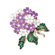 Vintage Rhinestones Hydrangea Pin Alloy Enamel-white purple1
