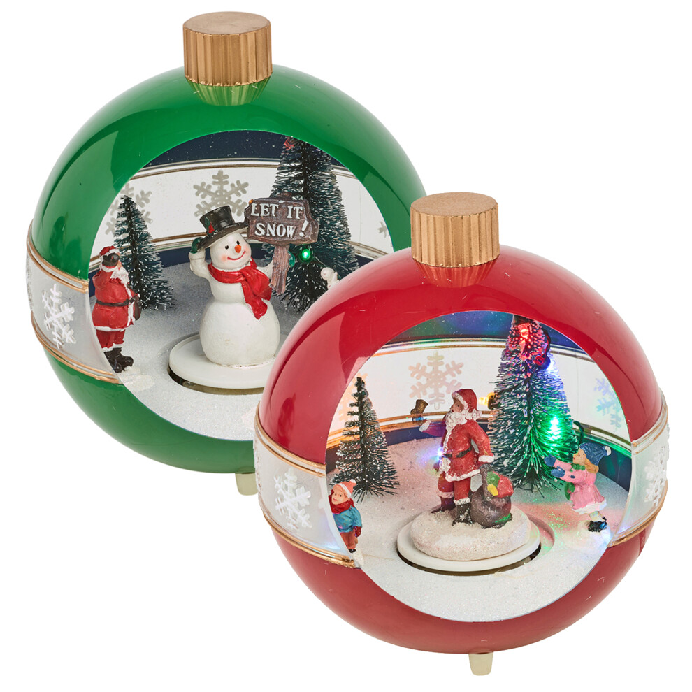 B&Q - Urbnliving Led Illuminated Snowball Santa Christmas Winter Scene Decorations Set Of 2 - Image 2