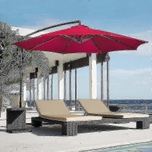 (3m 8bones, red) Stylish Round Garden Parasol - 6/8 Arm Sun Shade Canopy for Patio & Outdoor Relaxation