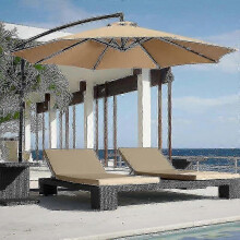 (2m 6bones, khaki) Stylish Round Garden Parasol - 6/8 Arm Sun Shade Canopy for Patio & Outdoor Relaxation