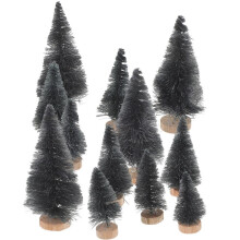 24 kunstmatige kerstbomen en mini zwarte plantjes voor Halloween