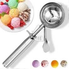 Premium Stainless Steel Trigger Ice Cream Scoop - Essential for British Dessert Lovers