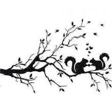 Removable Vinyl Wall Sticker of a Squirrel on a Branch for Kids' Rooms (56x35cm)