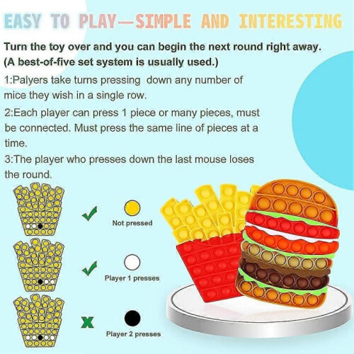 2pcs Push Bubble Pop Fidget Sensory Toy, Autism Special Needs Silicone Stress 1