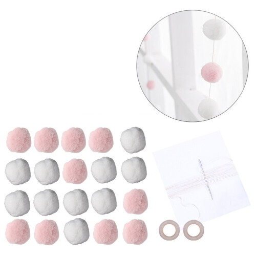 2M Assorted Pom-poms for Crafts and Hanging Decorations Pink White