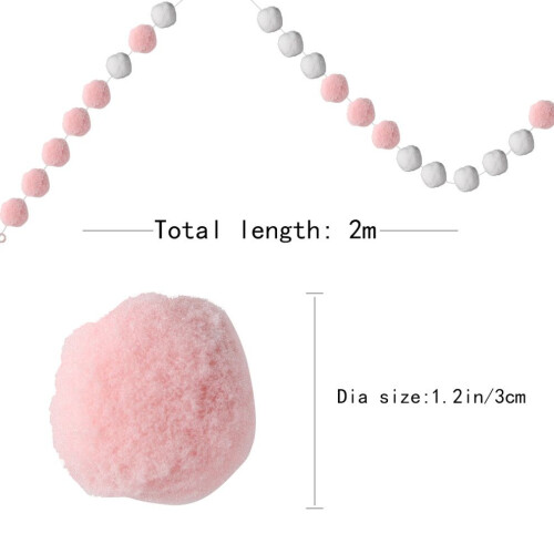 2M Assorted Pom-poms for Crafts and Hanging Decorations Pink White 1