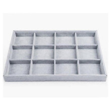 12-Grid Jewelry Organiser Tray - Stylish Display Case for Rings, Earrings & Necklaces (Gray, 1pc)