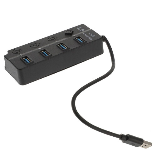 USB-hub med 4 portar och USB 3.0-adapter för datortillbehör