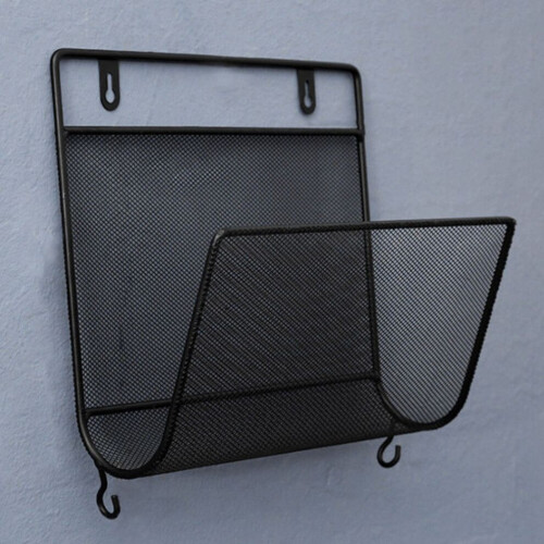 Estante de pared de malla doblada con ganchos, para 2