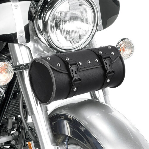Waterproof motorcycle saddlebag with strap, black