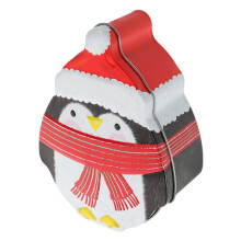Weihnachtsbonbonglas, Pinguinmotiv, Metall mit Deckel, Süßigkeitenbox