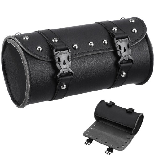 Waterproof motorcycle saddlebag with strap, black 1